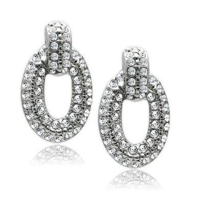 LO1986 - Rhodium White Metal Earrings with Top Grade Crystal  in Clear