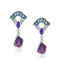 Load image into Gallery viewer, LO1993 - Rhodium White Metal Earrings with Top Grade Crystal  in Multi Color