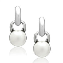 Load image into Gallery viewer, LO1998 - Rhodium White Metal Earrings with Top Grade Crystal  in White