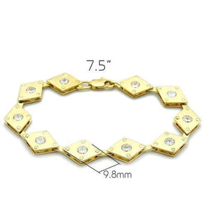 LO2007 - Matte Gold & Gold Brass Bracelet with AAA Grade CZ  in Clear