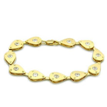 Load image into Gallery viewer, LO2015 - Matte Gold &amp; Gold Brass Bracelet with AAA Grade CZ  in Clear