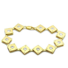 Load image into Gallery viewer, LO2017 - Matte Gold &amp; Gold Brass Bracelet with AAA Grade CZ  in Clear