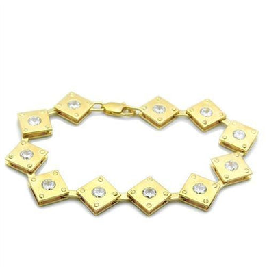LO2017 - Matte Gold & Gold Brass Bracelet with AAA Grade CZ  in Clear