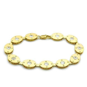 LO2018 - Matte Gold & Gold Brass Bracelet with AAA Grade CZ  in Clear