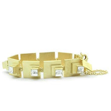 Load image into Gallery viewer, LO2037 - Matte Gold Brass Bracelet with Top Grade Crystal  in Clear