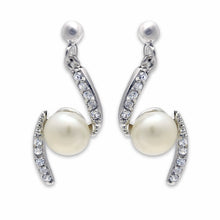 Load image into Gallery viewer, LO2044 Rhodium Brass Earrings with Synthetic in White