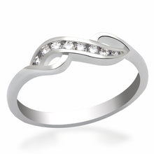 Load image into Gallery viewer, LO2053 - Rhodium Brass Ring with AAA Grade CZ  in Clear