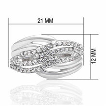 Load image into Gallery viewer, LO2054 - Rhodium Brass Ring with AAA Grade CZ  in Clear