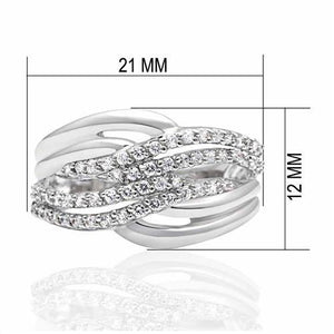 LO2054 - Rhodium Brass Ring with AAA Grade CZ  in Clear