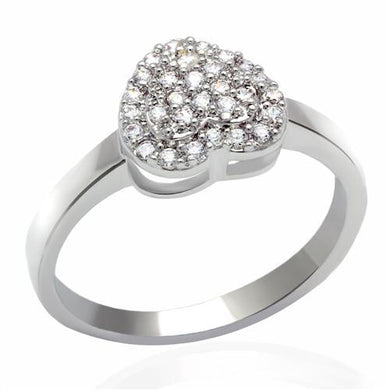 LO2056 - Rhodium Brass Ring with AAA Grade CZ  in Clear