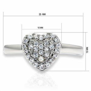 LO2056 - Rhodium Brass Ring with AAA Grade CZ  in Clear