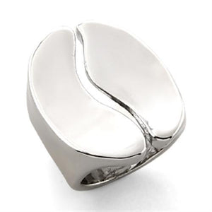 LO206 - Rhodium White Metal Ring with No Stone