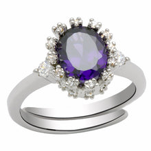 Load image into Gallery viewer, LO2073 - Rhodium Brass Ring with AAA Grade CZ  in Amethyst