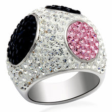 Load image into Gallery viewer, LO2081 - Rhodium + Ruthenium Brass Ring with Top Grade Crystal  in Multi Color