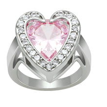 Load image into Gallery viewer, LO2087 - Rhodium Brass Ring with AAA Grade CZ  in Rose