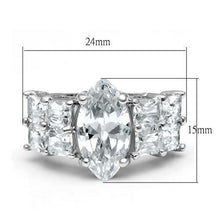 Load image into Gallery viewer, LO2091 - Rhodium Brass Ring with AAA Grade CZ  in Clear