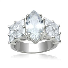 Load image into Gallery viewer, LO2091 - Rhodium Brass Ring with AAA Grade CZ  in Clear