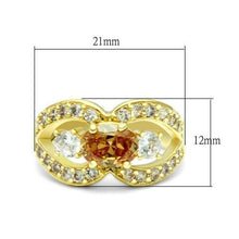 Load image into Gallery viewer, LO2099 - Gold Brass Ring with AAA Grade CZ  in Champagne