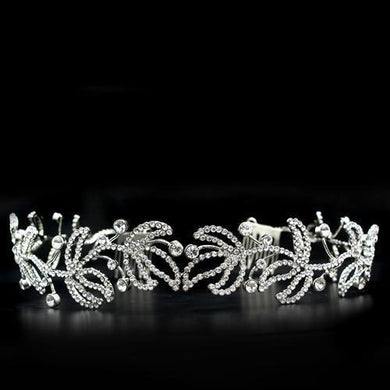 LO2115 - Imitation Rhodium Brass Tiaras & Hair Clip with Top Grade Crystal  in Clear