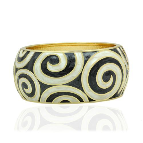 LO2126 - Flash Gold White Metal Bangle with Epoxy  in No Stone