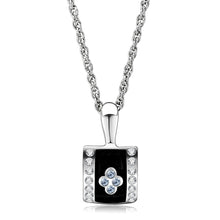 Load image into Gallery viewer, LO224 Rhodium Brass Chain Pendant with Top Grade Crystal in Sea Blue