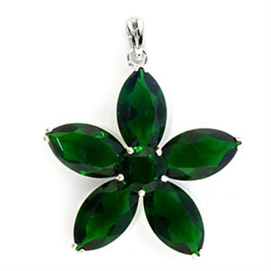 LO226 - Silver Brass Pendant with Synthetic Spinel in Peridot