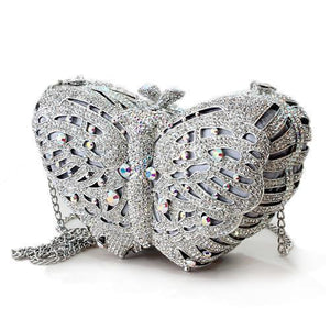 LO2366 - Imitation Rhodium White Metal Clutch with Top Grade Crystal  in White