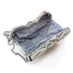LO2366 - Imitation Rhodium White Metal Clutch with Top Grade Crystal  in White