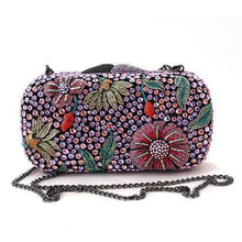 Load image into Gallery viewer, LO2374 - Ruthenium White Metal Clutch with Top Grade Crystal  in Multi Color