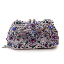 Load image into Gallery viewer, LO2379 - Imitation Rhodium White Metal Clutch with Top Grade Crystal  in Multi Color