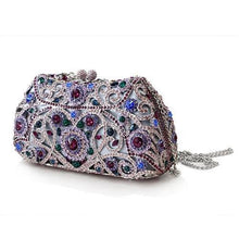 Load image into Gallery viewer, LO2379 - Imitation Rhodium White Metal Clutch with Top Grade Crystal  in Multi Color