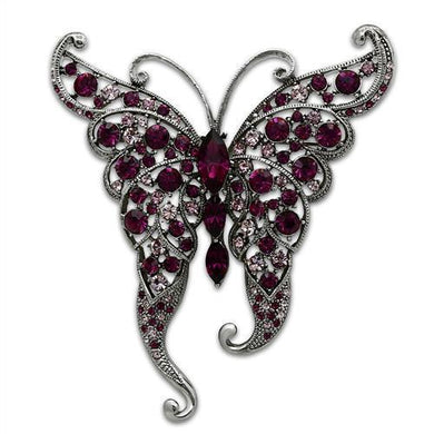 LO2396 - Imitation Rhodium White Metal Brooches with Top Grade Crystal  in Multi Color