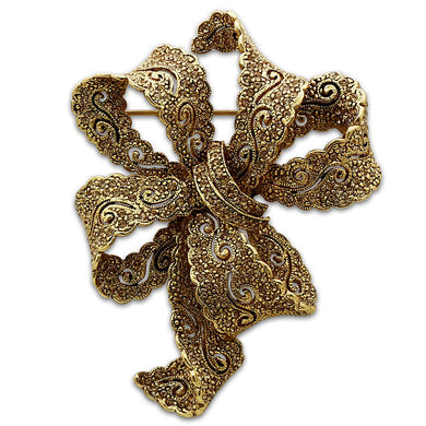 LO2403 - Gold White Metal Brooches with Top Grade Crystal  in Citrine Yellow