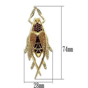 LO2406 - Gold White Metal Brooches with Top Grade Crystal  in Multi Color