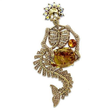 LO2411 - Gold White Metal Brooches with AAA Grade CZ  in Topaz