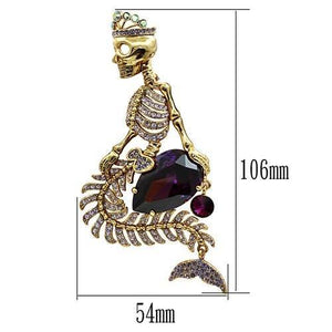 LO2412 - Gold White Metal Brooches with AAA Grade CZ  in Amethyst