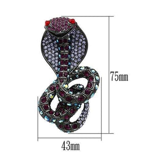 LO2422 - Ruthenium White Metal Brooches with Top Grade Crystal  in Multi Color