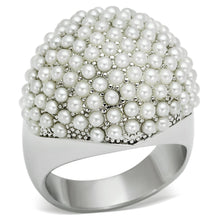 Load image into Gallery viewer, LO2433 - Rhodium Brass Ring with Synthetic Pearl in White