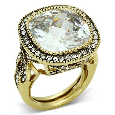 LO2436 - Gold Brass Ring with AAA Grade CZ  in Clear