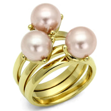 Load image into Gallery viewer, LO2508 - Gold Brass Ring with Synthetic Pearl in Light Rose