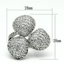 Load image into Gallery viewer, LO2526 - Rhodium Brass Ring with AAA Grade CZ  in Clear