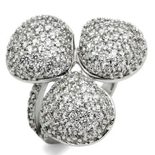 Load image into Gallery viewer, LO2526 - Rhodium Brass Ring with AAA Grade CZ  in Clear
