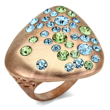 Load image into Gallery viewer, LO2535 - Rose Gold Brass Ring with Top Grade Crystal  in Multi Color