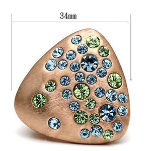 LO2535 - Rose Gold Brass Ring with Top Grade Crystal  in Multi Color
