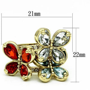 LO2547 - Gold Brass Ring with Assorted  in Multi Color