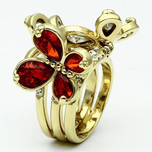 LO2547 - Gold Brass Ring with Assorted  in Multi Color