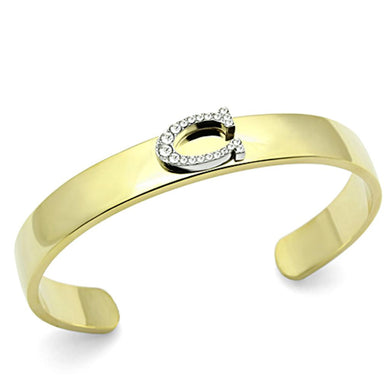 LO2572 - Gold+Rhodium White Metal Bangle with Top Grade Crystal  in Clear