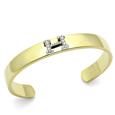 LO2577 - Gold+Rhodium White Metal Bangle with Top Grade Crystal  in Clear