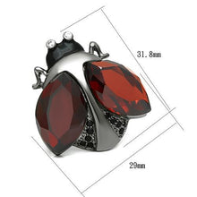 Load image into Gallery viewer, LO2601 - Ruthenium Brass Ring with AAA Grade CZ  in Garnet