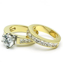 Load image into Gallery viewer, LO2603 - Gold+Rhodium Brass Ring with AAA Grade CZ  in Clear